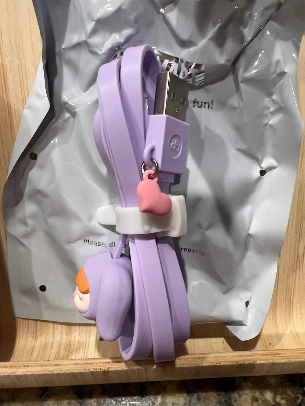 Pop Mart PUCKY Lightning Charging Cable - confirmed Pink Bunny Baby NIB